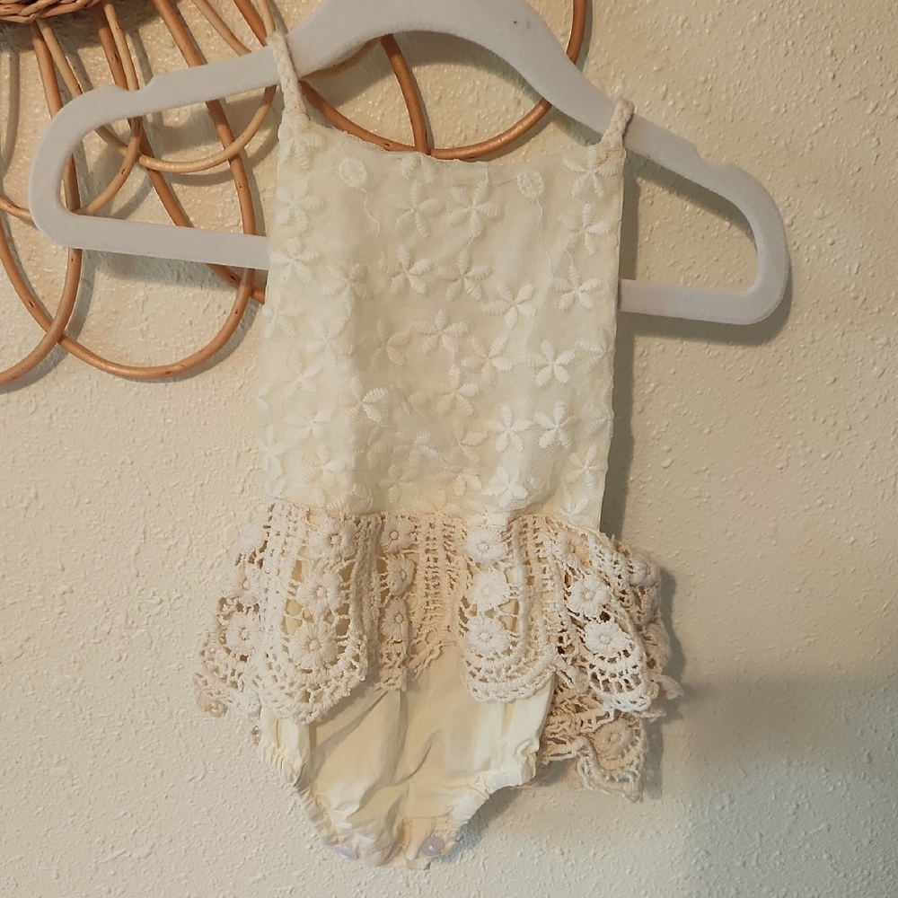 Cream Lace Baby Romper